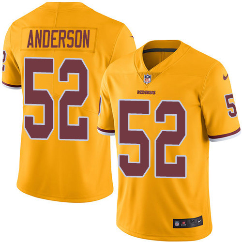 Nike Redskins #52 Ryan Anderson Gold Men's Stitched NFL Limited Rush Jersey